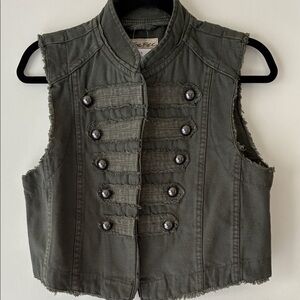 Free People olive green military style vest